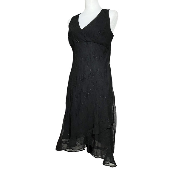Vintage 90s Black Asymmetrical Sleeveless Dress. Small. Whimsigoth, Fairycore - Picture 2 of 8